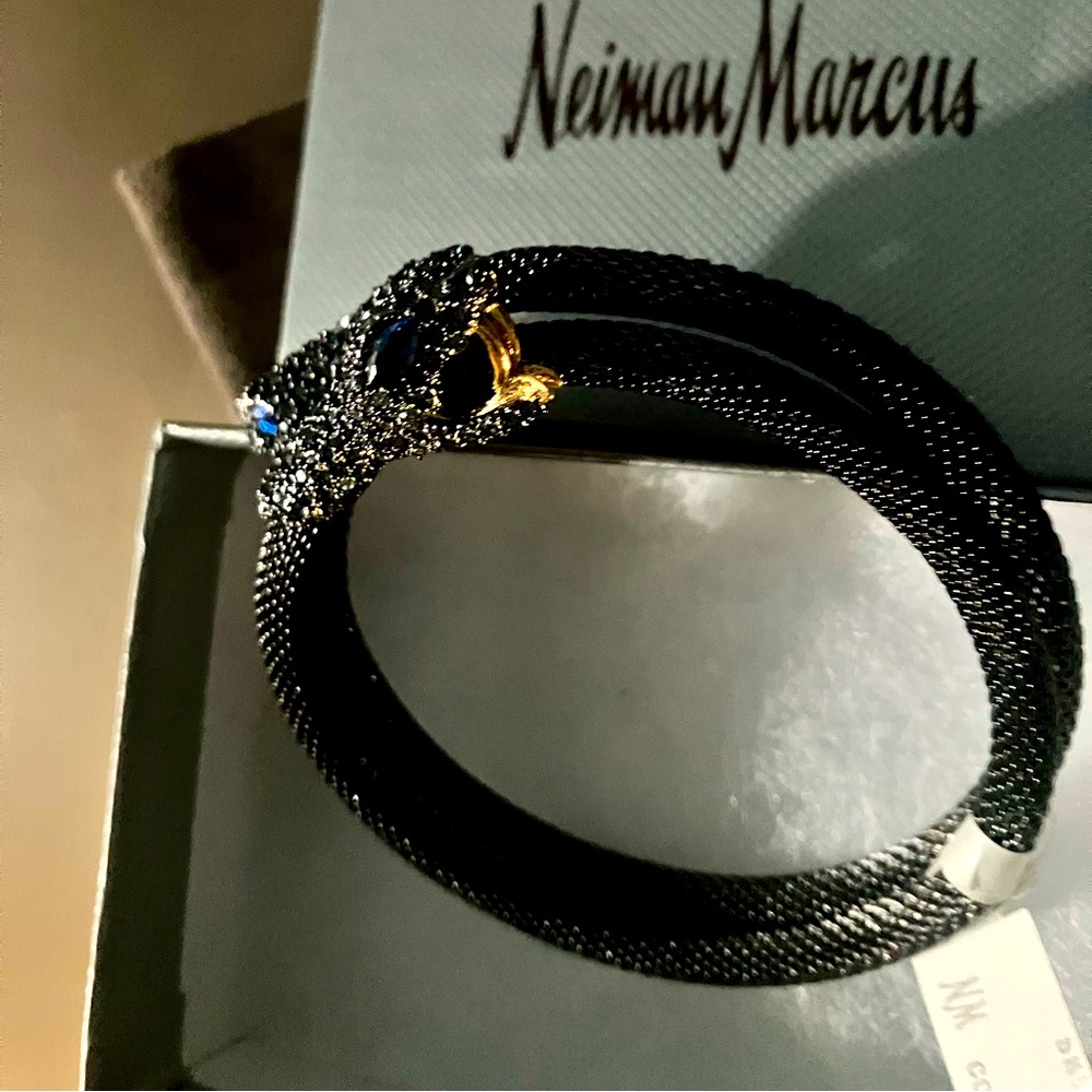 Nieman Marcus wraparound unisex black gem snake bracelet.